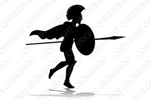 Spartan Silhouette Gladiator Trojan, an Object Illustration by Christos Georghiou