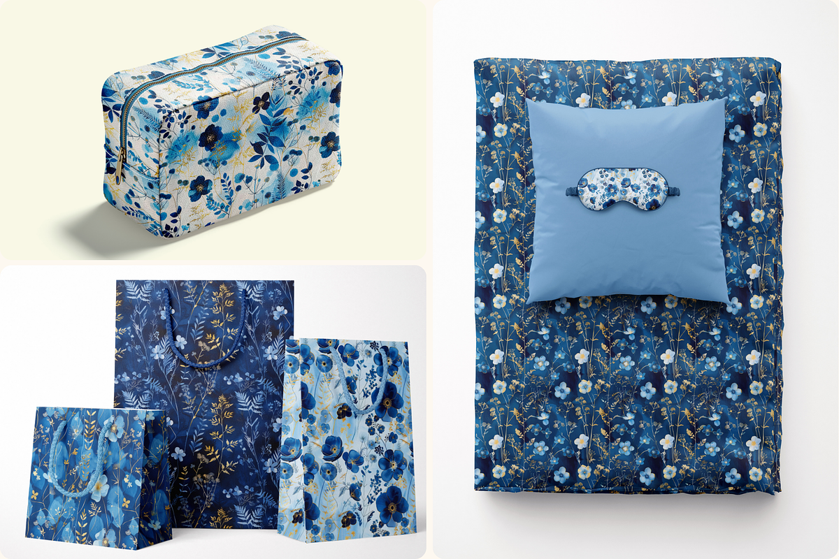 Cyanotype Gold Seamless Patterns, a Pattern Graphic by Ninterints (Photo 13 of 13)