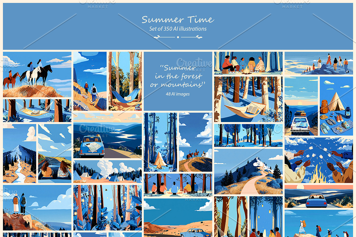 Summer- 350 AI illustrations, a Seasonal Illustration by Pundateam (Photo 6 of 9)