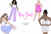 New Year Girls Clipart, a Person Illustration by GlamArtZhanna (Thumbnail 1 of 4)