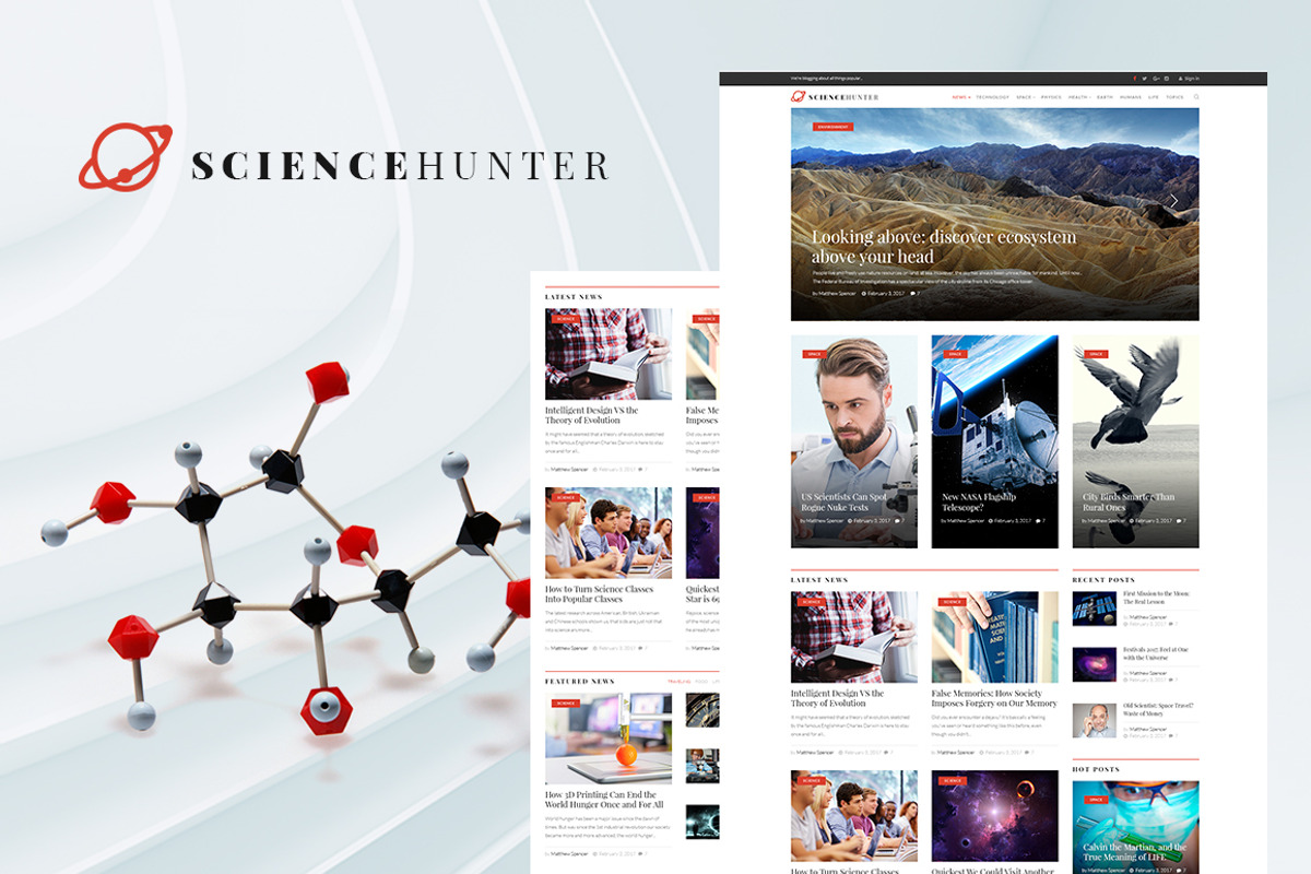 ScienceHunter - News Portal, a WordPress Template by Zemez (Photo 1 of 7)
