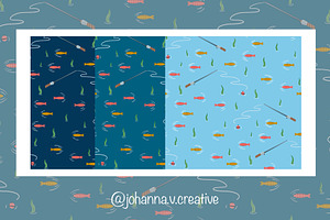 Fishing Adventure Surface Pattern, an Illustration by Johanna V. Creative