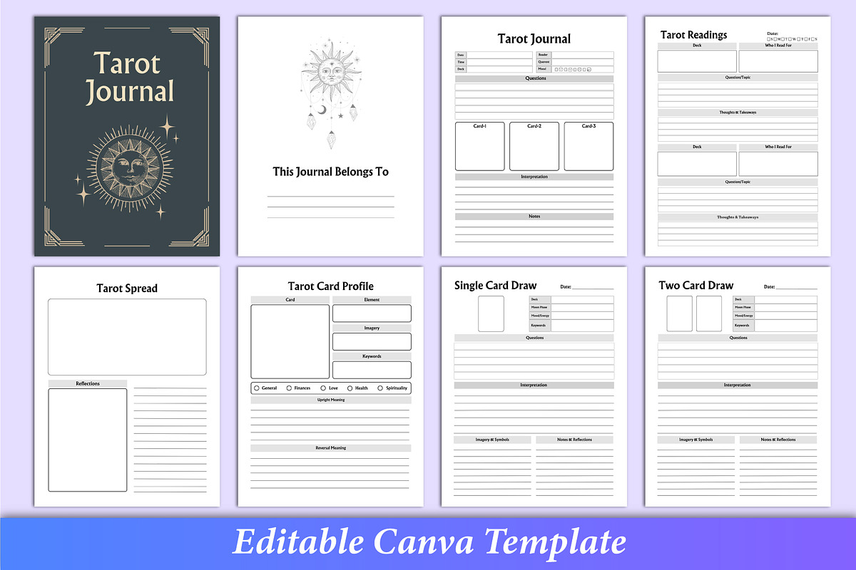 Tarot Journal Canva Template