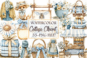 Watercolor Cottage Clipart, an Illustration by Libby Wishes (Thumbnail 1 of 6)