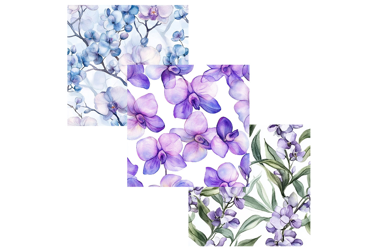 Purple Orchids Digital Paper, a Pattern Graphic by CitraGraphics (Photo 6 of 6)