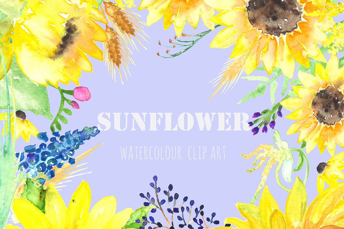 Sunflower Watercolor Clip Art, an Illustration by LABFcreations (Photo 5 of 5)