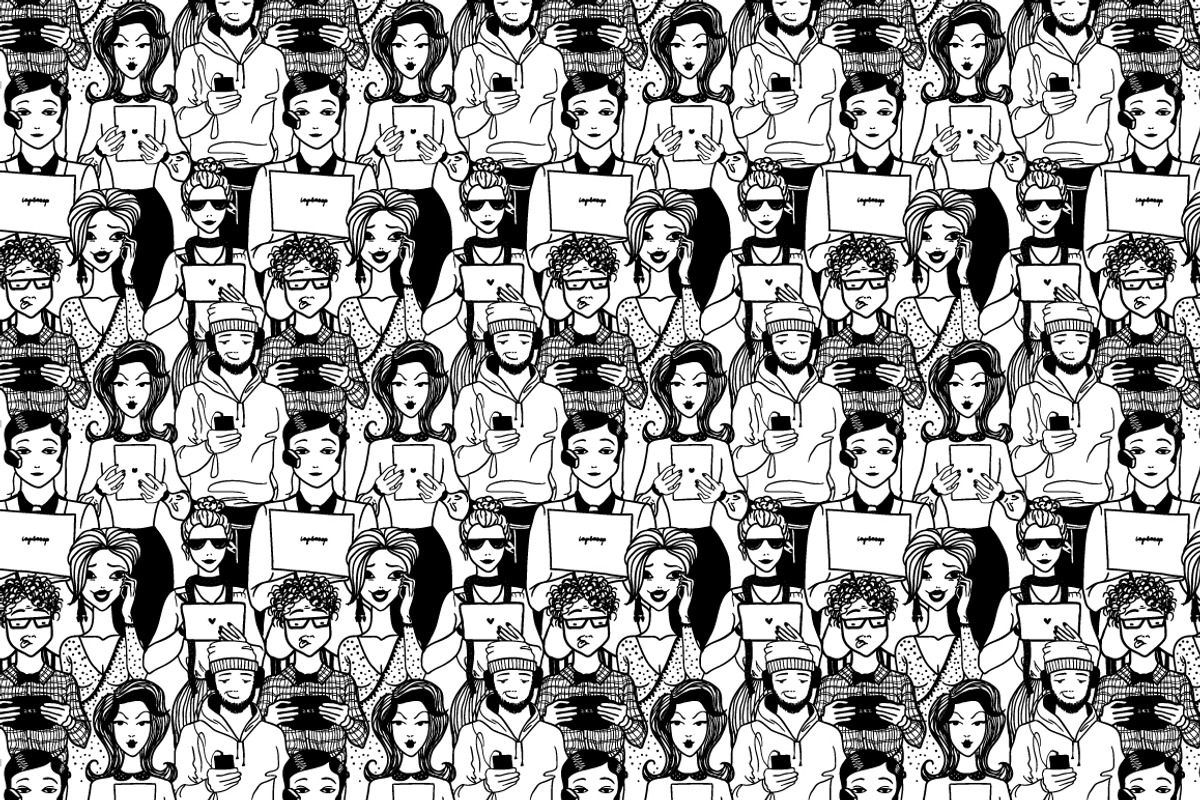 Set of people with gadgets., a Person Illustration by AnastasiaFears (Photo 2 of 4)
