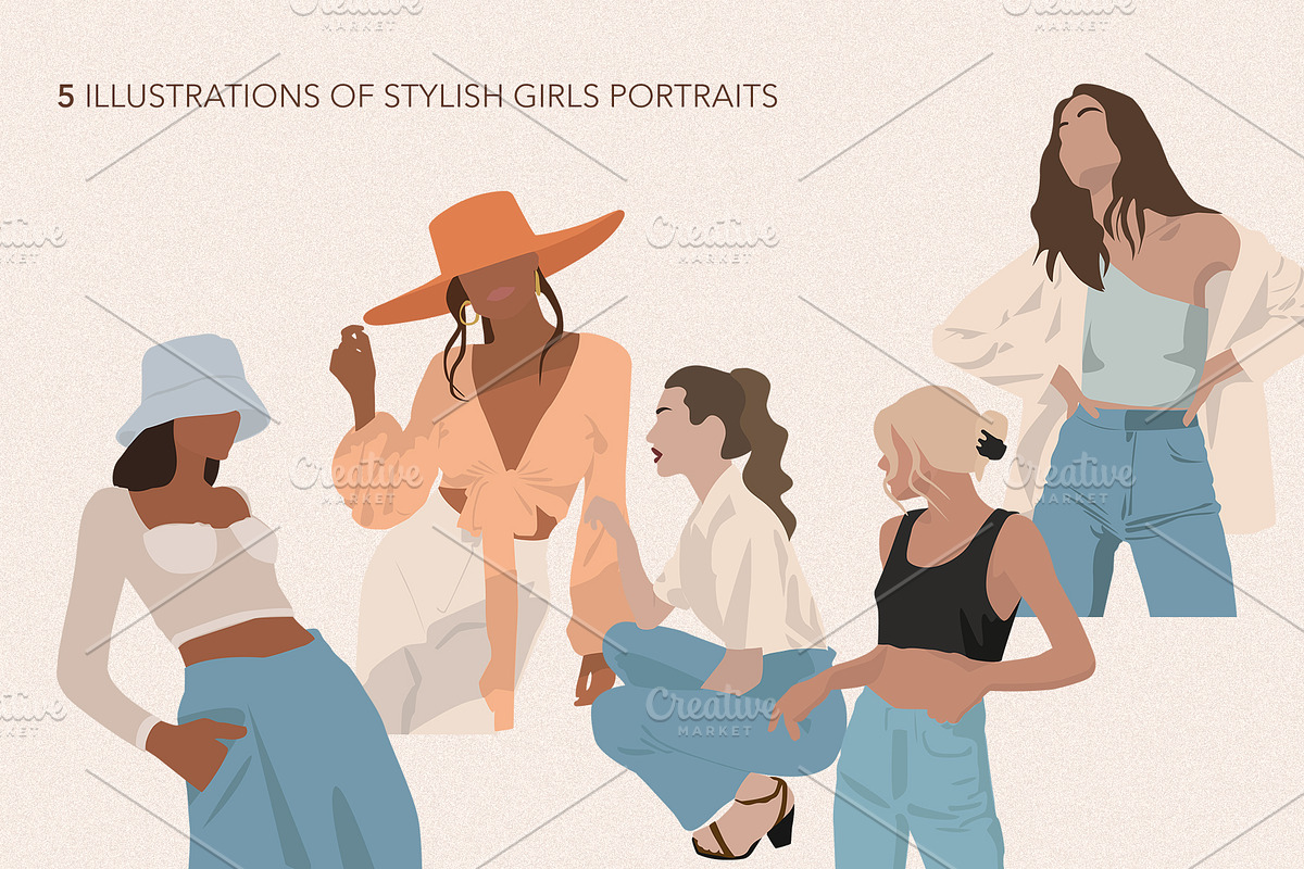 ABSTRACT ILLUSTRATIONS STYLISH GIRLS, a Person Illustration by Olg Store (Photo 5 of 7)