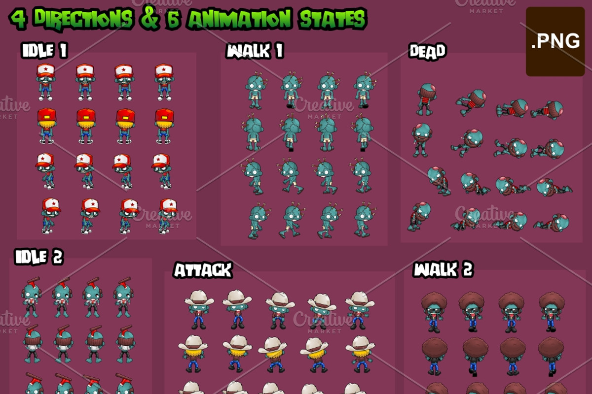 Zombie Horde - Game Sprites, an Illustration by pzUH (Photo 3 of 7)