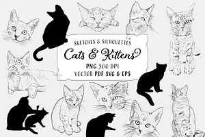Cats & Kittens Sketches & Silhouette