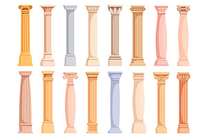 Cartoon ancient column. Roman greek, an Object Illustration by Valerie Bodnar