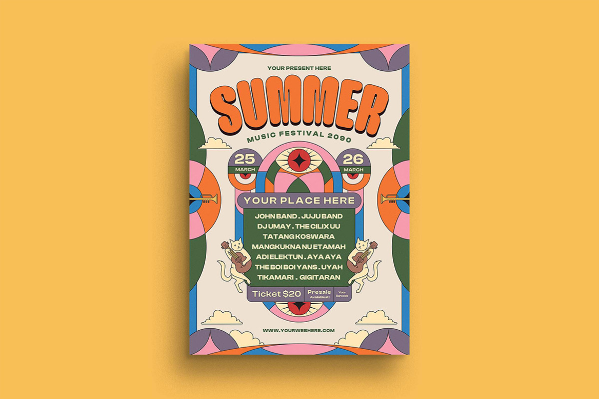 Modern Geometric Summer Music Fest, a Flyer Template by megarez (Photo 1 of 3)