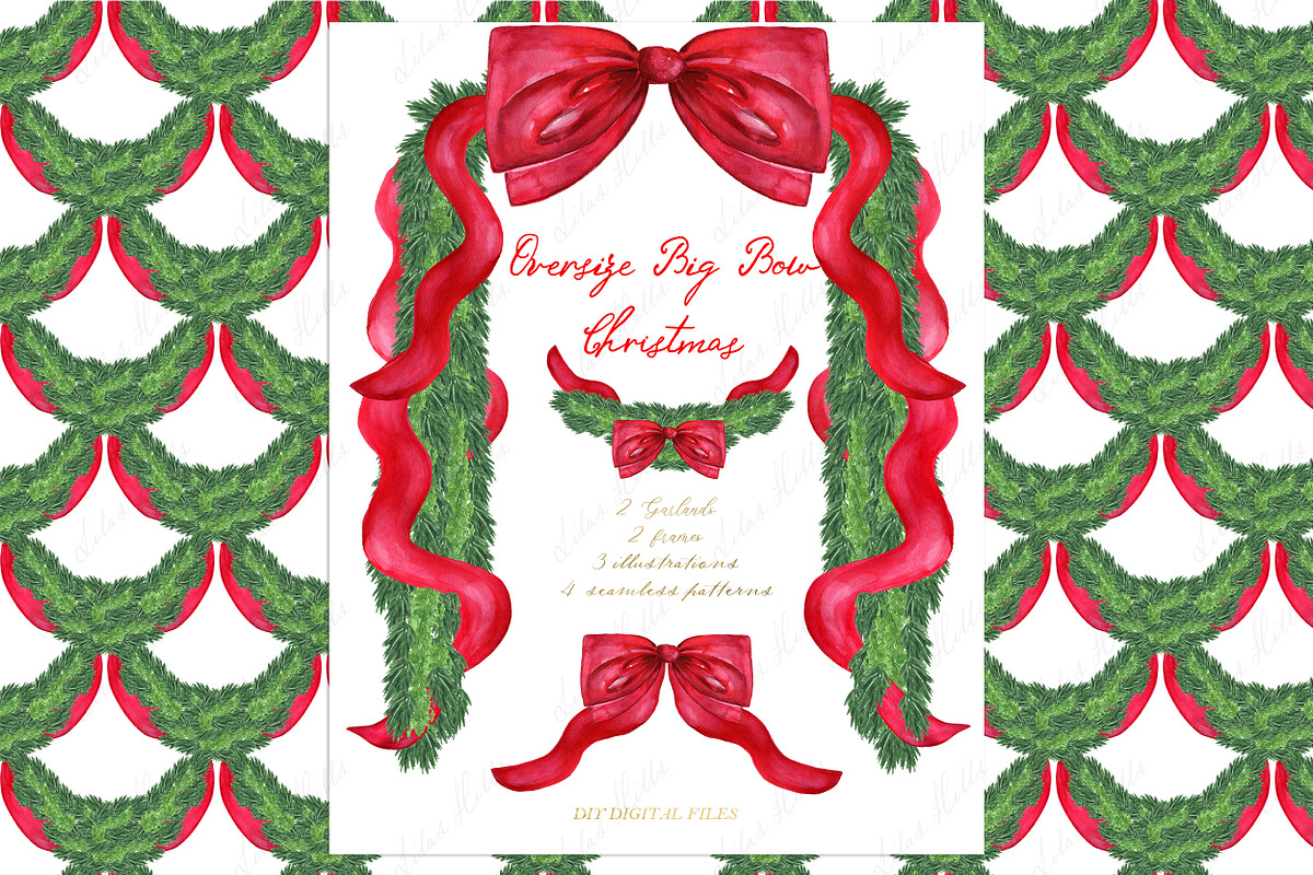 Oversized Red Bow Garland, a Seasonal Illustration by LABFcreations (Photo 2 of 4)