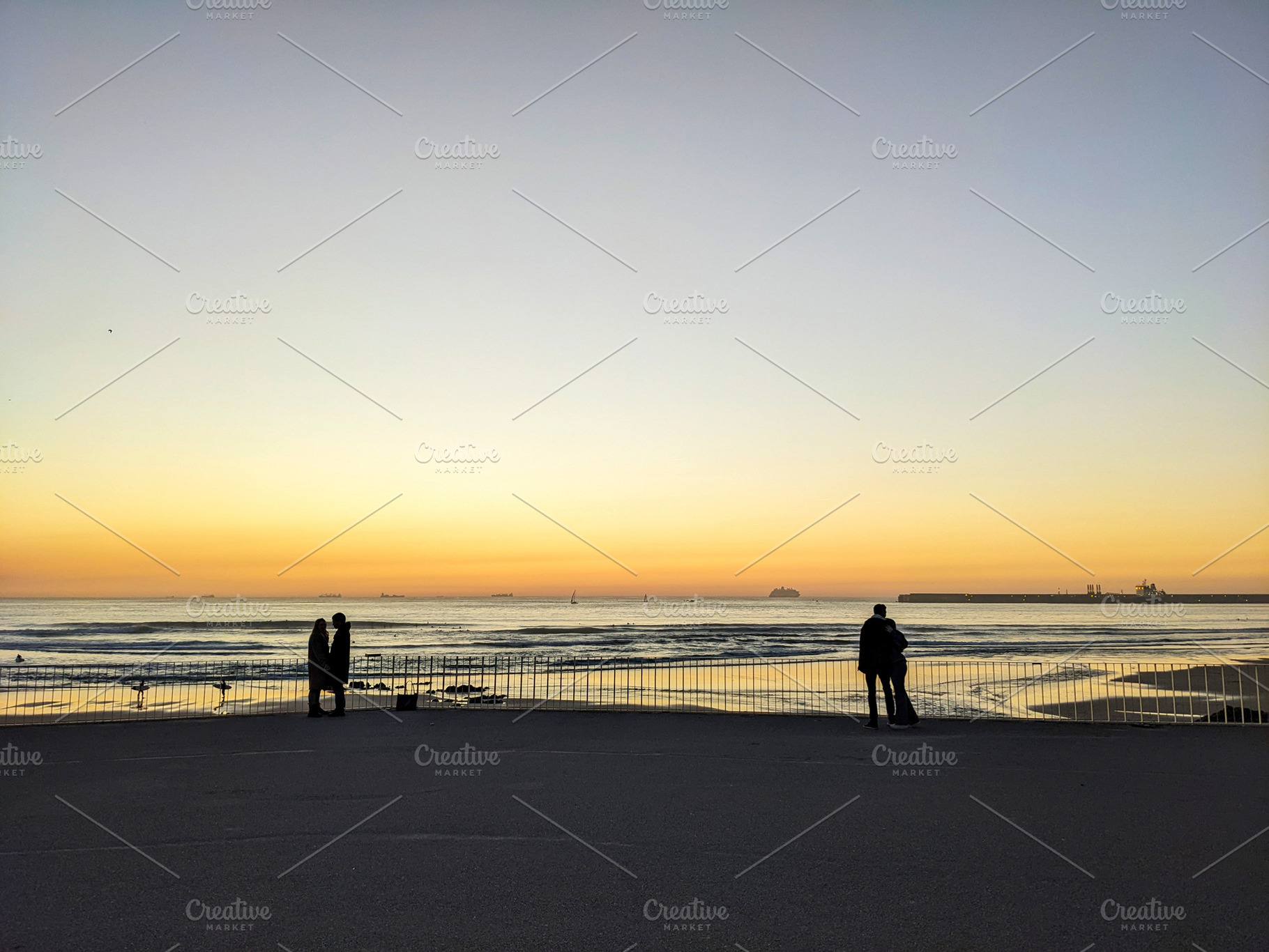 Silhouette couple sunset Matozinhos Porto, a Person Photo by joyt