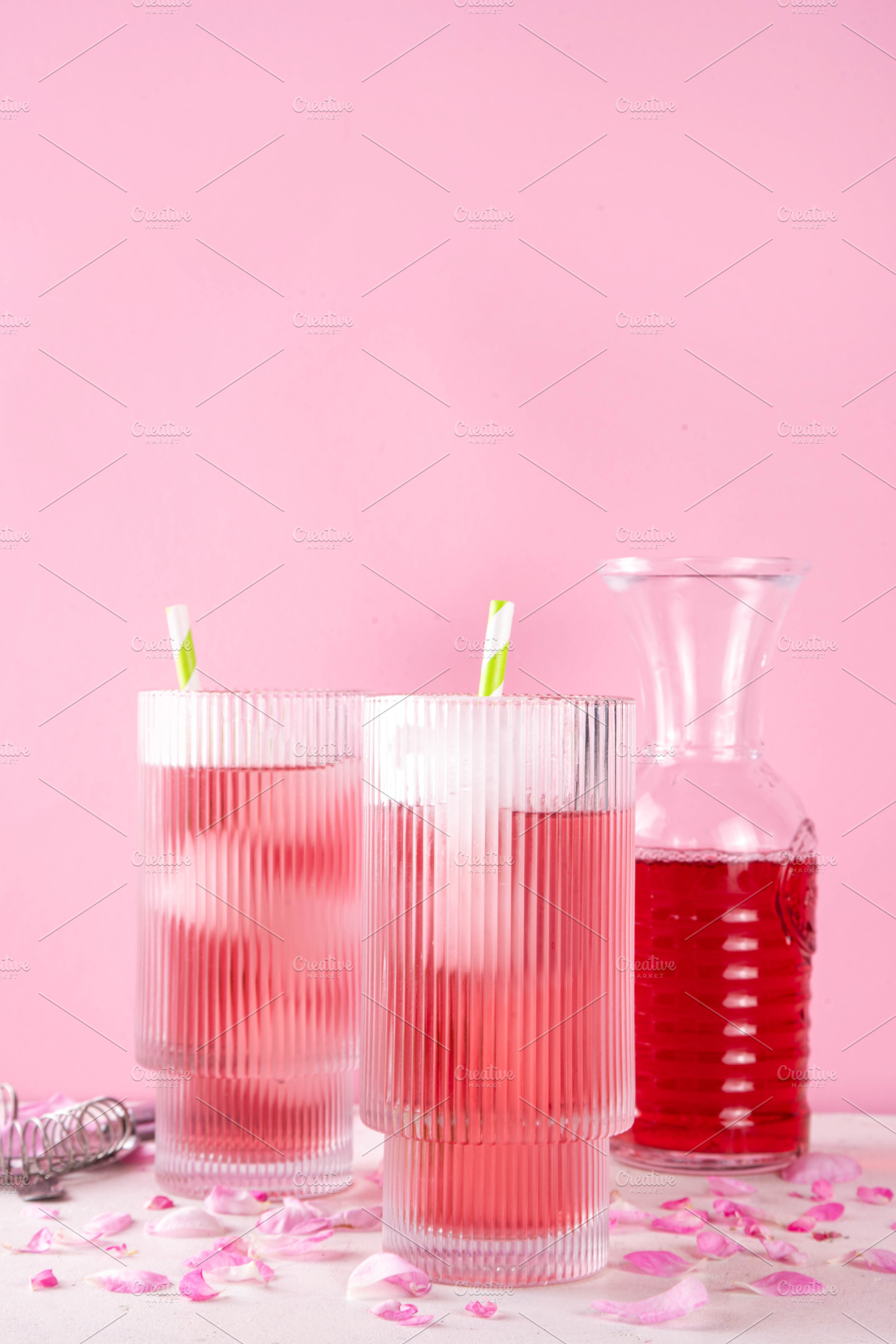 Rose petals iced tea, tasty infused water or lemonade, a Food & Drink Photo by Rimma