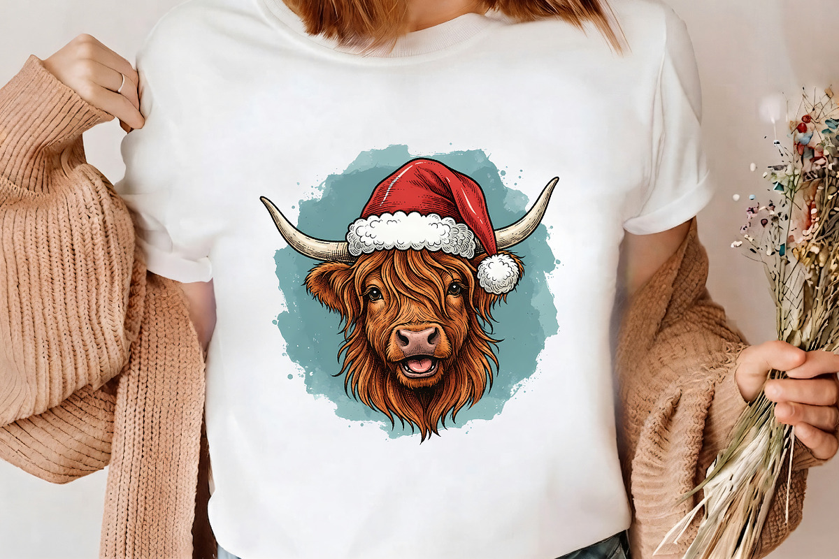 Christmas Highland Cow Santa PNG Art, a Seasonal Illustration by CrexoraLab (Photo 4 of 4)