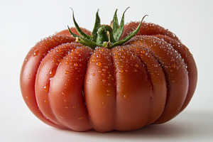 Ripe red tomato glistening, a Photo by Pavel_design