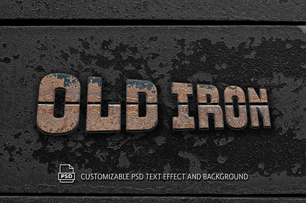 Old iron text effect | PSD file