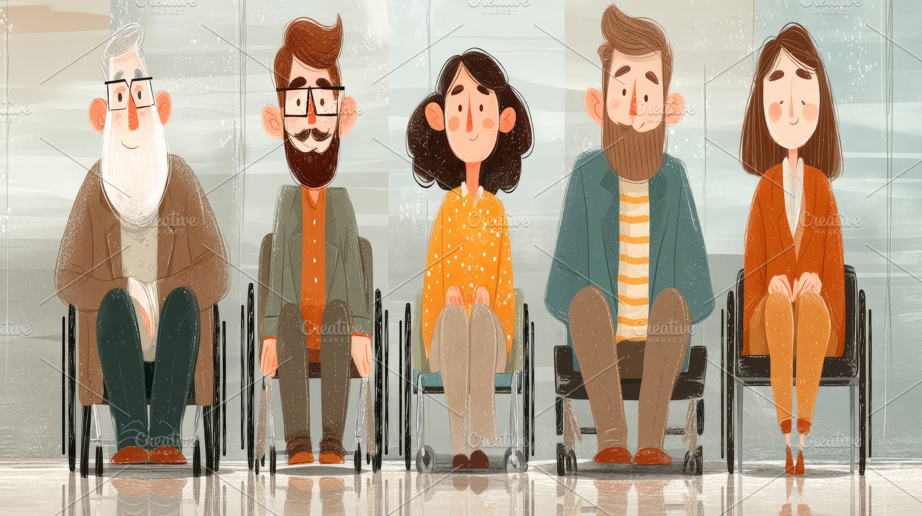 Illustration of a diverse group of individuals using wheelchairs, a Photo by AS photostudio