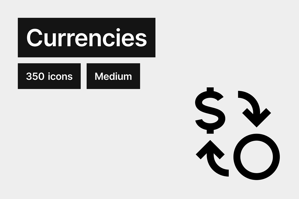 Currencies Medium - 350 icons, an Outline Icon by Pictomate (Photo 1 of 7)