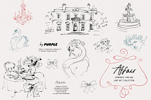 Affair: Romantic Vintage Line Art by  in Illustrations