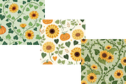 Sunflower & Pumpkin Heart Pattern, a Graphic by FloridPrintables (Thumbnail 5 of 6)