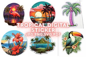 Tropical Digital Sticker, a Decorative Illustration by Creative design