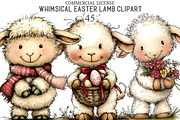 Whimsical Easter Lamb Clipart, an Illustration by designcity5 (Thumbnail 1 of 5)