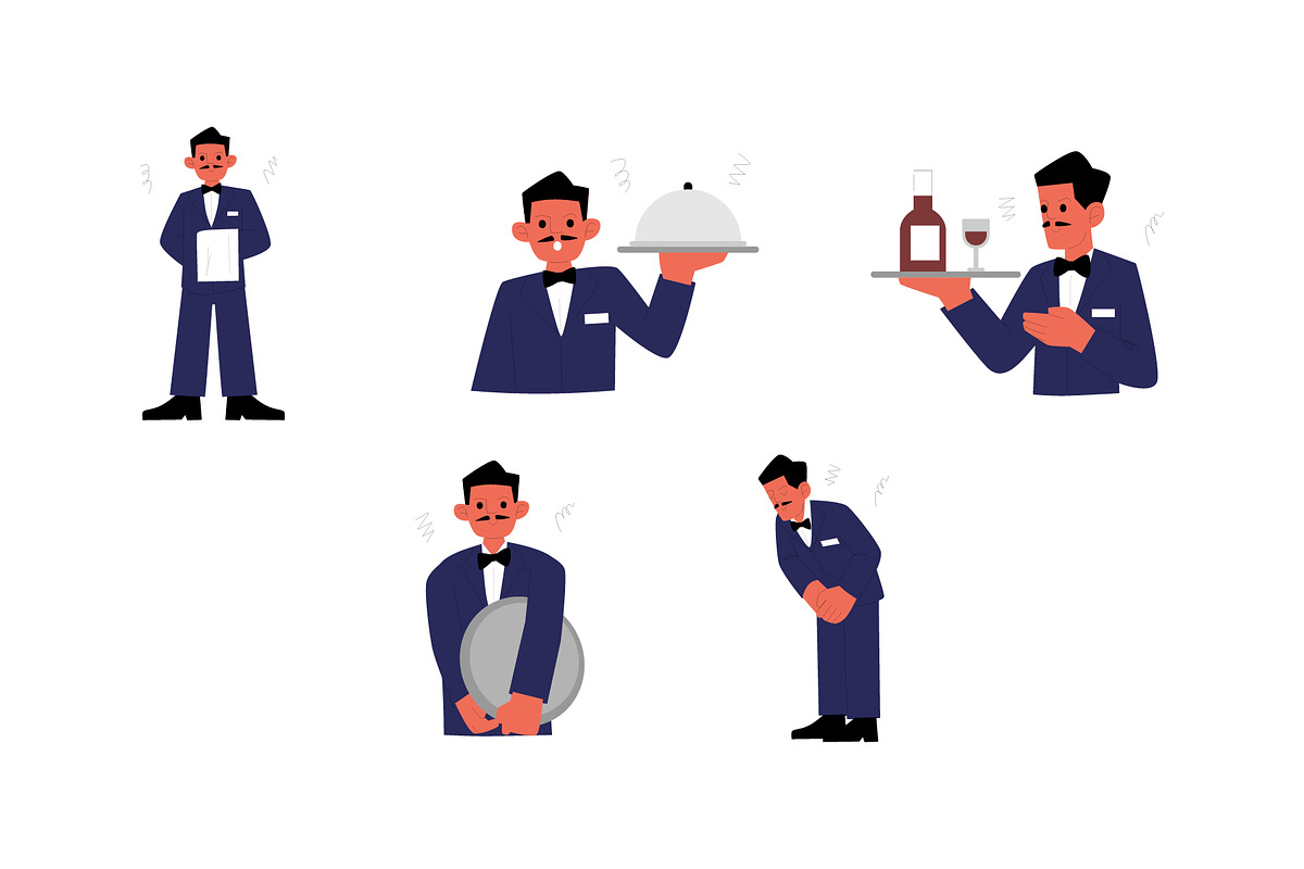 Waiter Man Character Vol 1, a Work Illustration by SLAB! Design (Photo 2 of 3)