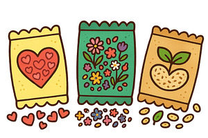 Colorful seed packets with heart, an Illustration by ZinetroN