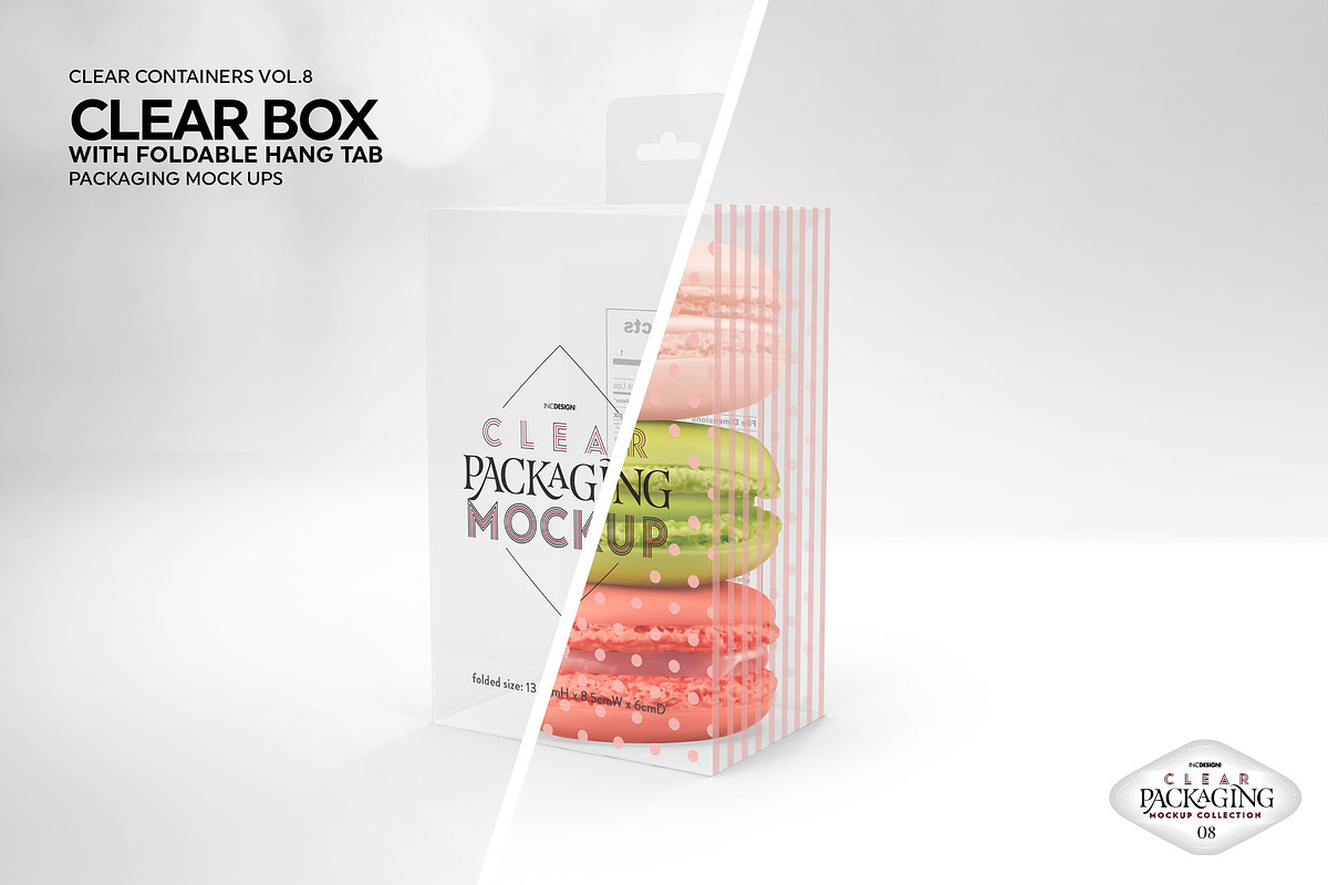 Clear Box Foldable Hang Tab Mockup, a Packaging Mockup by INCDesign (Photo 2 of 8)