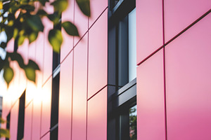 modern pink building, a Photo by rarrarorro