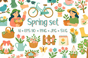 Spring Doodle Set, a Seasonal Illustration by ananastya (Thumbnail 1 of 5)