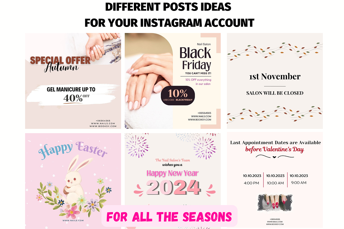 Nail Social Media Posts Templates, a Templates & Theme by GraphiCarola (Photo 5 of 7)
