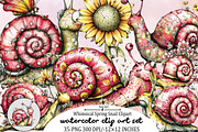 Whimsical Spring Snail Clipart Bundl, an Illustration by SVGArt (Thumbnail 1 of 9)