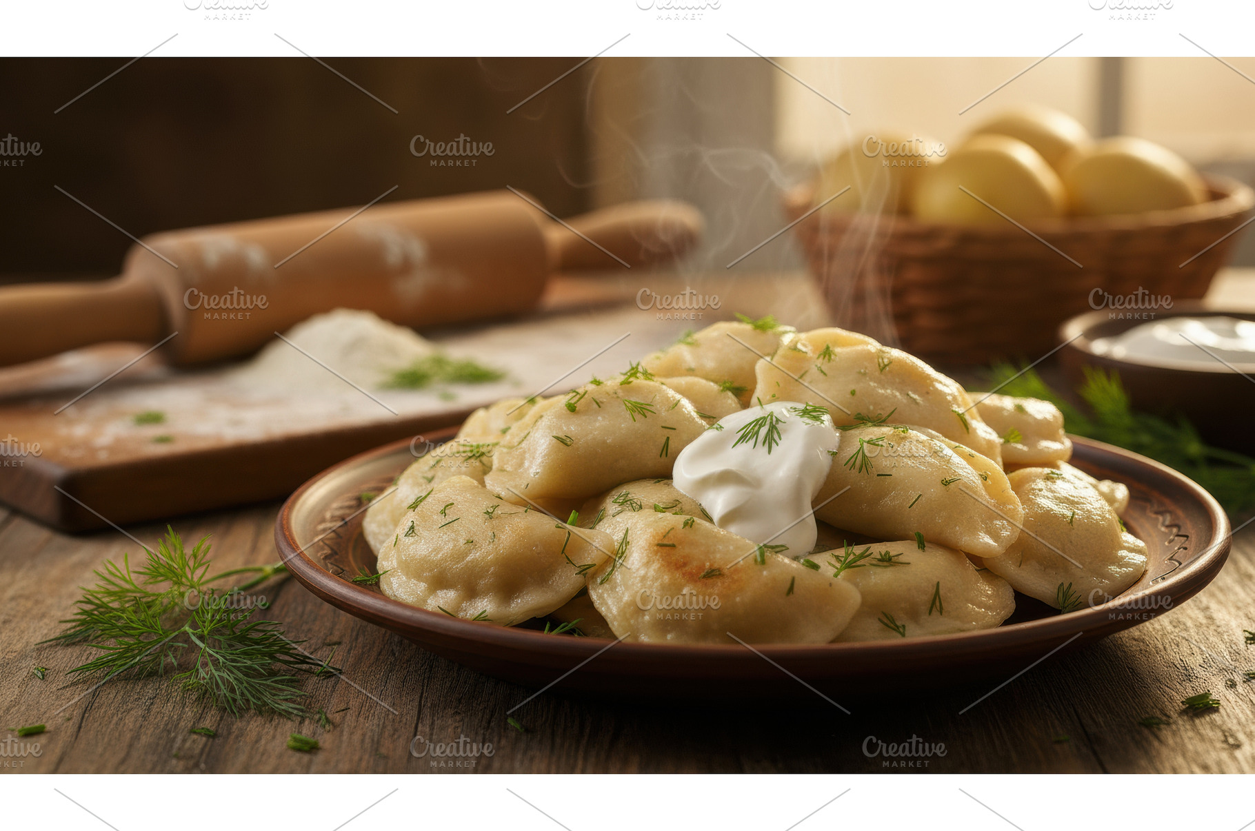 Plate of freshly cooked Varenyky, a Food & Drink Photo by Igor Tichonow