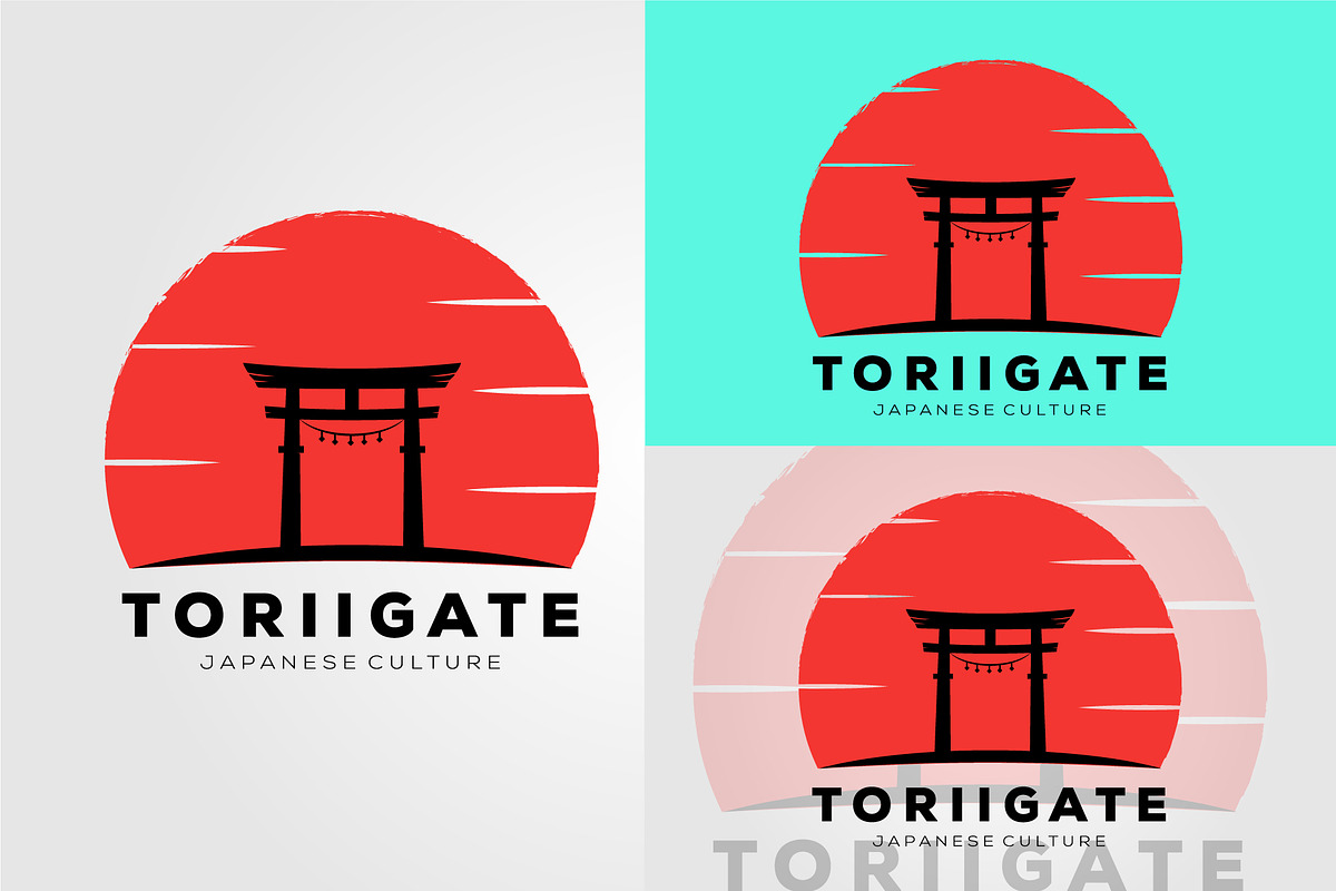 japanese sunset torii gate icon logo, an Object Graphic by Rizkaarishandy_shop (Photo 3 of 4)