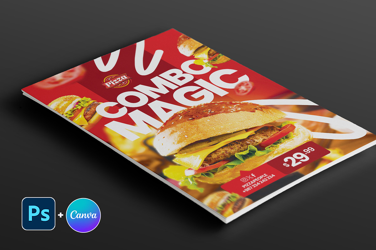 Fast Food Promo Flyer | Canva & PSD, a Flyer Template by Vintage Impressions (Photo 4 of 6)