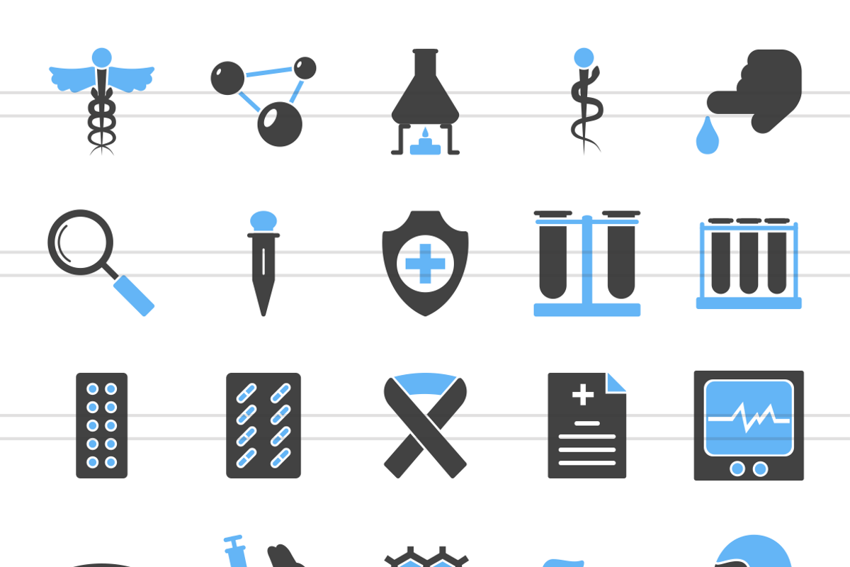 50 Healthcare Blue & Black Icons preview 2