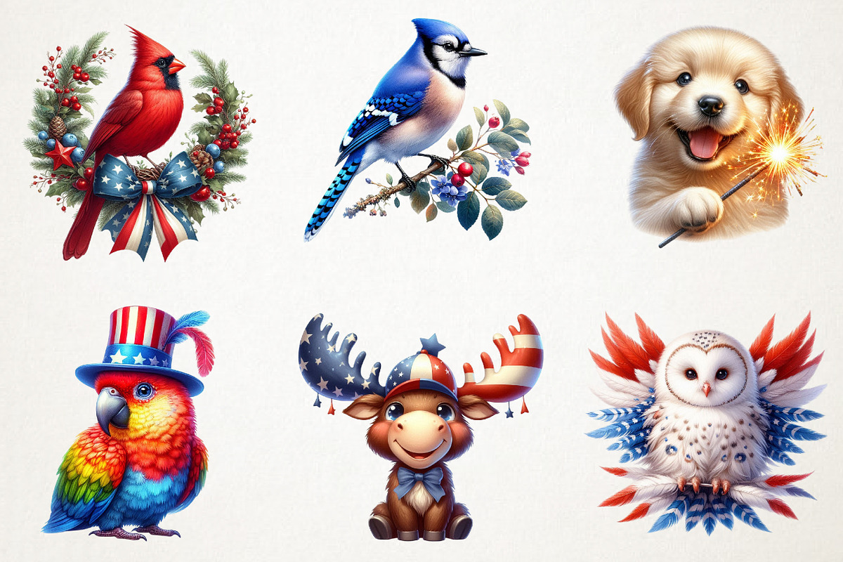 Patriotic Animals Clipart, an Illustration by RobertsArt (Photo 5 of 7)