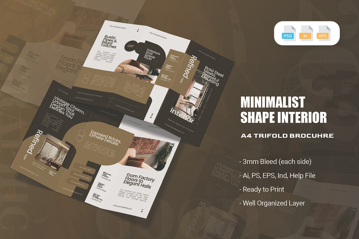 Shape Interior - Trifold Brochure, a Brochure Template by AQR Studio (Photo 1 of 2)