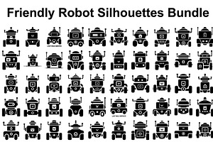 Friendly Robot Silhouettes Bundle, an Illustration by musafir_fashion