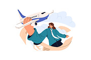 People travel by plane, air trip set, a Transportation Illustration by PaperTrident (Thumbnail 2 of 5)