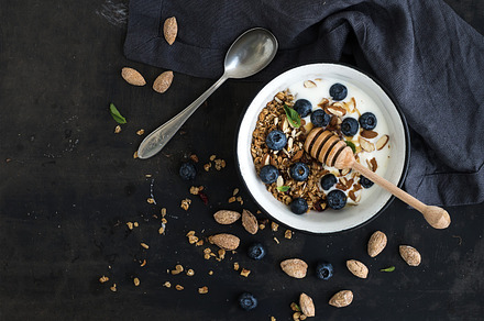 Healthy breakfast stock photo containing yogurt and natural, a Food & Drink Photo by Foxys