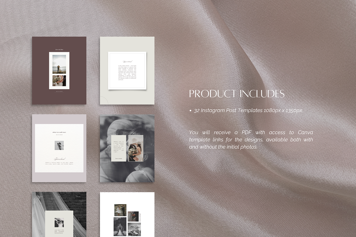Soft Vintage Wedding IG Templates preview 7