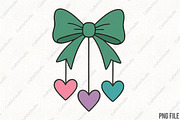 Bow and Dangling Hearts PNG, an Illustration by CraftArtStudio (Thumbnail 1 of 4)