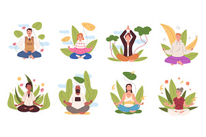 People yoga meditation. Calm, a Sport Illustration by Stock-Smart-Start