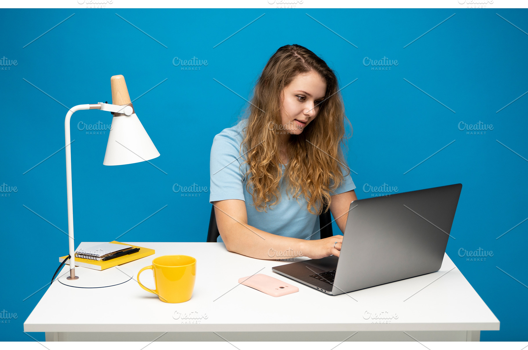Woman working at a bright desk with, a Person Photo by volodymyrshtun13795