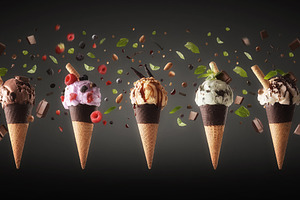 Assorted Gourmet Ice Cream Cones Collection, a Food & Drink Photo by Davizro's Market