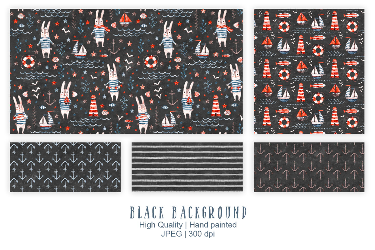 Nautical cute sea seamless patterns, a Pattern Graphic by UlitkaStudio (Photo 8 of 17)